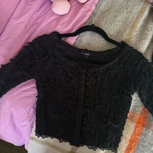 Betsey Johnson 90s Black Ruffled Top